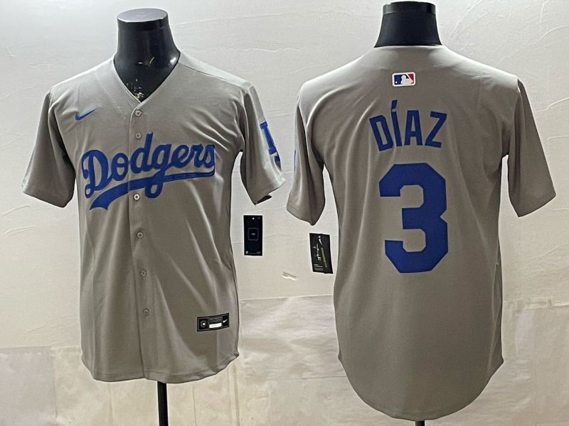 Men 2026 Los Angeles Dodgers #3 Diaz Grey Game Nike MLB Jersey style 001